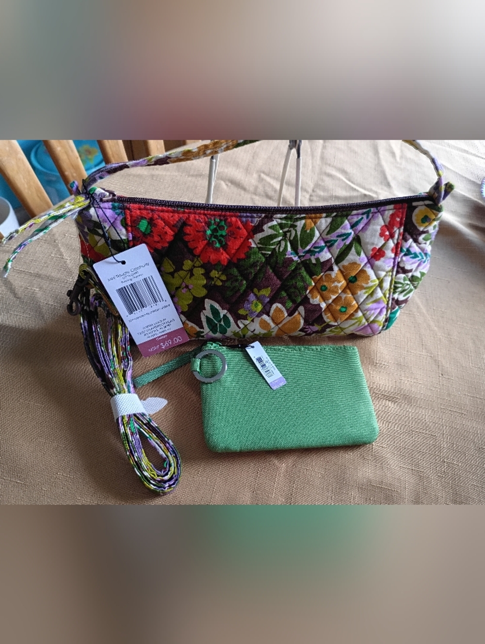 Vera Bradley Bundle, Mini Slouchy Crossbody & Zip ID Case With Key Ring, NWT